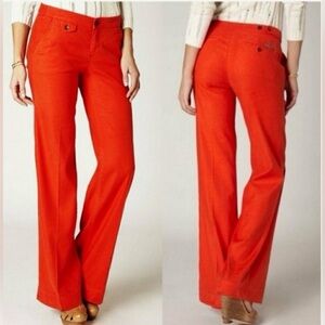 Anthropologie Level 99 orange vibrant Red Wide Leg Pants W Sz 27 High Rise
